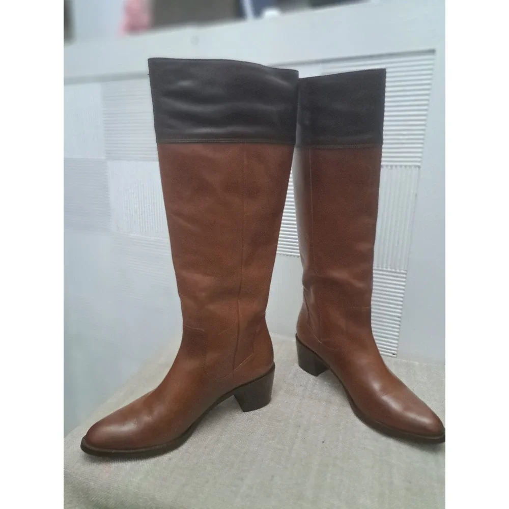 DVF Diane Von Furstenberg Boots Size 6 Brown‎ Black Knee High Equestrian